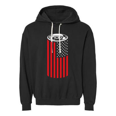 Beer American Flag 4th of July  Merica USA Drinking Garment-Dyed Fleece Hoodie