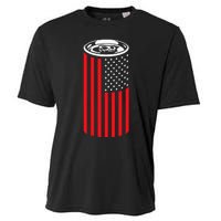 Beer American Flag 4th of July  Merica USA Drinking Cooling Performance Crew T-Shirt