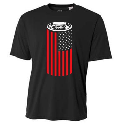 Beer American Flag 4th of July  Merica USA Drinking Cooling Performance Crew T-Shirt