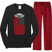 Beer American Flag 4th of July  Merica USA Drinking Long Sleeve Pajama Set