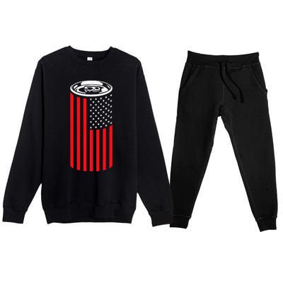 Beer American Flag 4th of July  Merica USA Drinking Premium Crewneck Sweatsuit Set