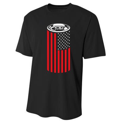 Beer American Flag 4th of July  Merica USA Drinking Performance Sprint T-Shirt