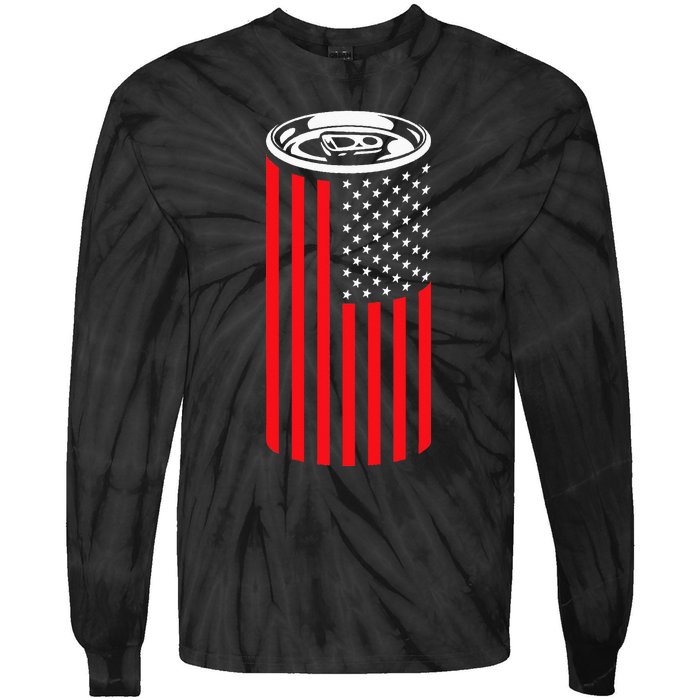 Beer American Flag 4th of July  Merica USA Drinking Tie-Dye Long Sleeve Shirt