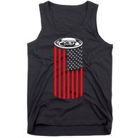 Beer American Flag 4th of July  Merica USA Drinking Tank Top