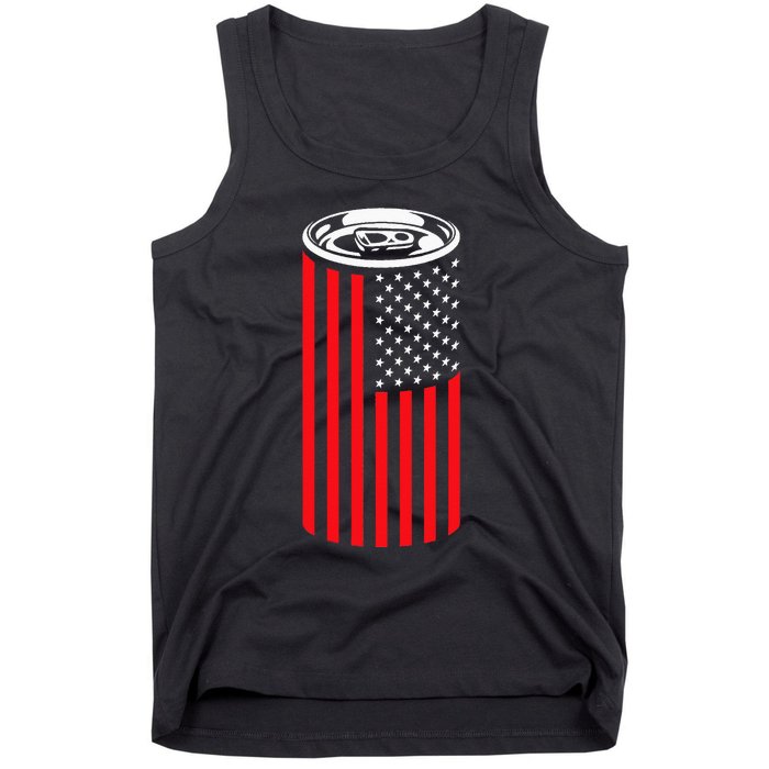 Beer American Flag 4th of July  Merica USA Drinking Tank Top