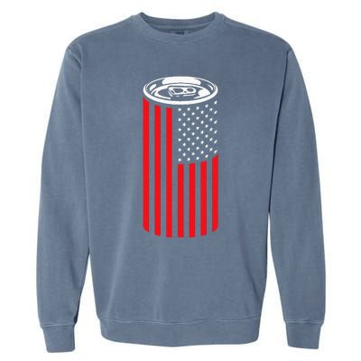 Beer American Flag 4th of July  Merica USA Drinking Garment-Dyed Sweatshirt