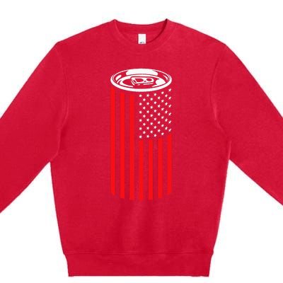 Beer American Flag 4th of July  Merica USA Drinking Premium Crewneck Sweatshirt