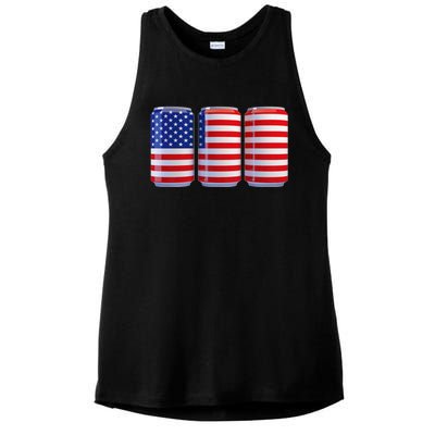 Beer American Flag 4th Of July Merica Usa Ladies PosiCharge Tri-Blend Wicking Tank