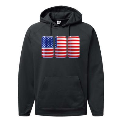 Beer American Flag 4th Of July Merica Usa Performance Fleece Hoodie