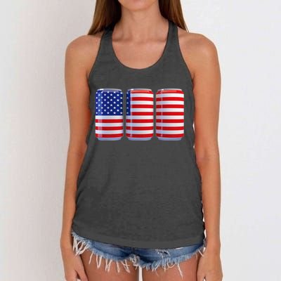 Beer American Flag 4th Of July Merica Usa Women's Knotted Racerback Tank