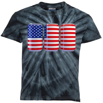 Beer American Flag 4th Of July Merica Usa Kids Tie-Dye T-Shirt