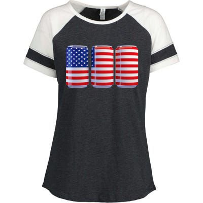 Beer American Flag 4th Of July Merica Usa Enza Ladies Jersey Colorblock Tee