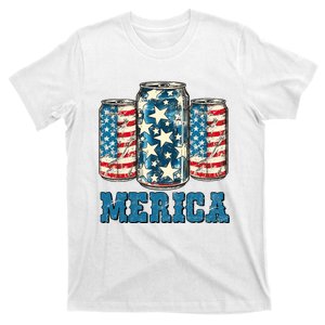 Beer American Flag Funny 4th Of July Merica Usa Drinking T-Shirt