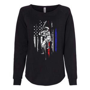 Baseball American Flag Batter Hitting USA 4th Of July Gift Womens California Wash Sweatshirt