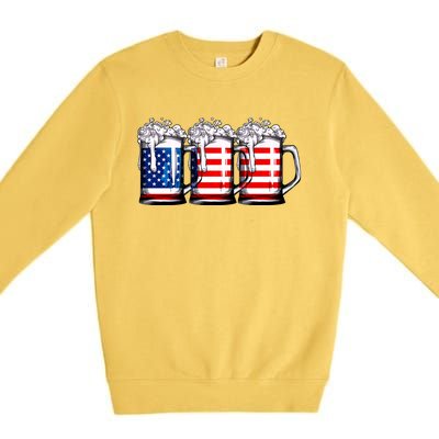 Beer American Flag 4th Of July Merica Drinking Usa Premium Crewneck Sweatshirt