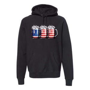 Beer American Flag 4th Of July Merica Drinking Usa Premium Hoodie