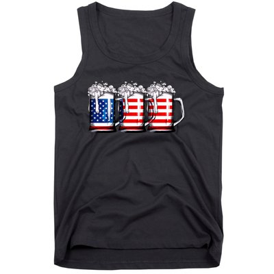 Beer American Flag 4th Of July Merica Drinking Usa Tank Top