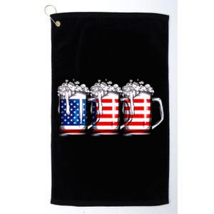 Beer American Flag 4th Of July Merica Drinking Usa Platinum Collection Golf Towel