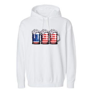 Beer American Flag 4th Of July Merica Drinking Usa Garment-Dyed Fleece Hoodie