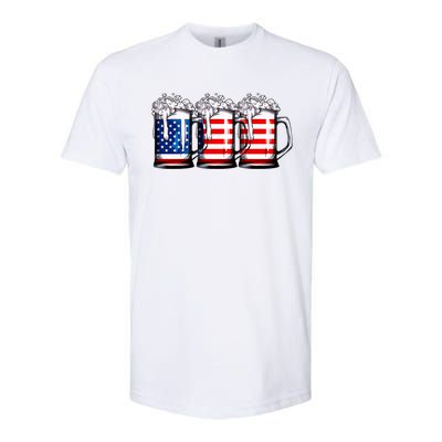 Beer American Flag 4th Of July Merica Drinking Usa Softstyle CVC T-Shirt