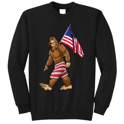 Bigfoot American Flag Gifts 4th July Sasquatch Believe Kids Sweatshirt