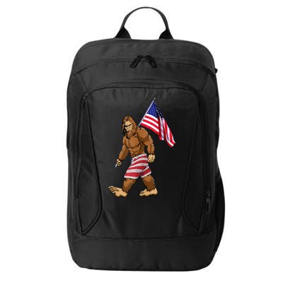 Bigfoot American Flag Gifts 4th July Sasquatch Believe Kids City Backpack