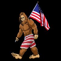 Bigfoot American Flag Gifts 4th July Sasquatch Believe Kids Bucket Hat