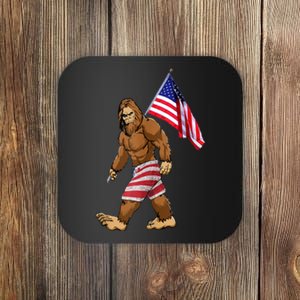 Bigfoot American Flag Gifts 4th July Sasquatch Believe Kids Coaster