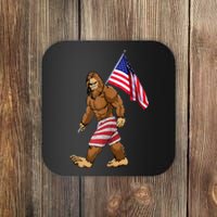 Bigfoot American Flag Gifts 4th July Sasquatch Believe Kids Coaster