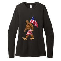 Bigfoot American Flag Gifts 4th July Sasquatch Believe Kids Womens CVC Long Sleeve Shirt