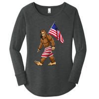 Bigfoot American Flag Gifts 4th July Sasquatch Believe Kids Women's Perfect Tri Tunic Long Sleeve Shirt