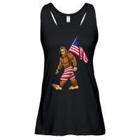 Bigfoot American Flag Gifts 4th July Sasquatch Believe Kids Ladies Essential Flowy Tank