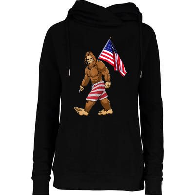 Bigfoot American Flag Gifts 4th July Sasquatch Believe Kids Womens Funnel Neck Pullover Hood