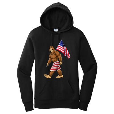 Bigfoot American Flag Gifts 4th July Sasquatch Believe Kids Women's Pullover Hoodie