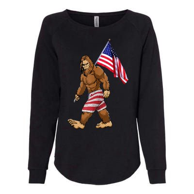 Bigfoot American Flag Gifts 4th July Sasquatch Believe Kids Womens California Wash Sweatshirt