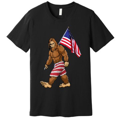 Bigfoot American Flag Gifts 4th July Sasquatch Believe Kids Premium T-Shirt