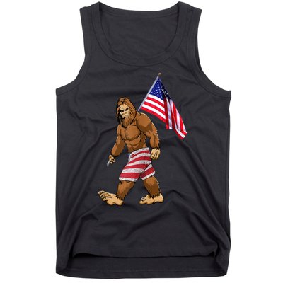 Bigfoot American Flag Gifts 4th July Sasquatch Believe Kids Tank Top