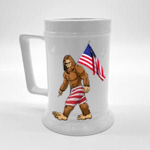 Bigfoot American Flag Gifts 4th July Sasquatch Believe Kids Beer Stein