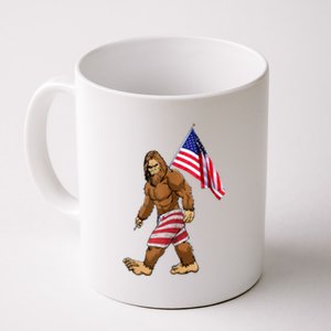 Bigfoot American Flag Gifts 4th July Sasquatch Believe Kids Coffee Mug