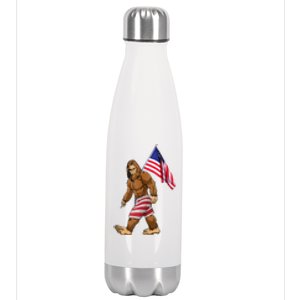 Bigfoot American Flag Gifts 4th July Sasquatch Believe Kids Stainless Steel Insulated Water Bottle