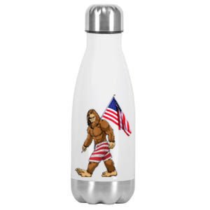 Bigfoot American Flag Gifts 4th July Sasquatch Believe Kids Stainless Steel Insulated Water Bottle