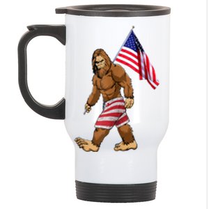 Bigfoot American Flag Gifts 4th July Sasquatch Believe Kids Stainless Steel Travel Mug