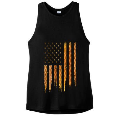 Beekeeping American Flag Honeycomb Honey Bees Beekeeper Ladies PosiCharge Tri-Blend Wicking Tank