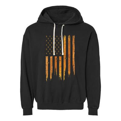 Beekeeping American Flag Honeycomb Honey Bees Beekeeper Garment-Dyed Fleece Hoodie