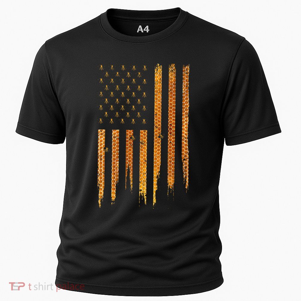 Beekeeping American Flag Honeycomb Honey Bees Beekeeper Performance Shirt