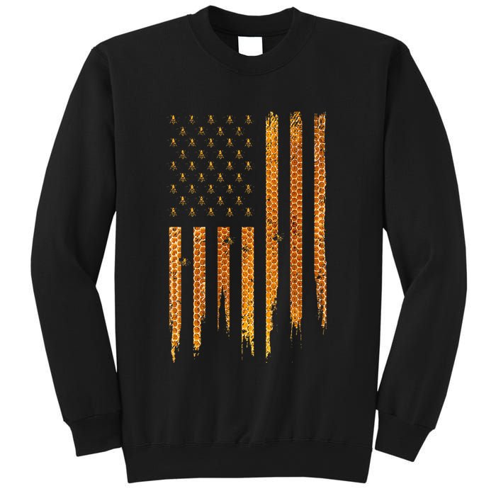 Beekeeping American Flag Honeycomb Honey Bees Beekeeper Sweatshirt