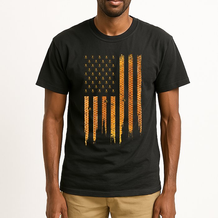 Beekeeping American Flag Honeycomb Honey Bees Beekeeper Tall T-Shirt