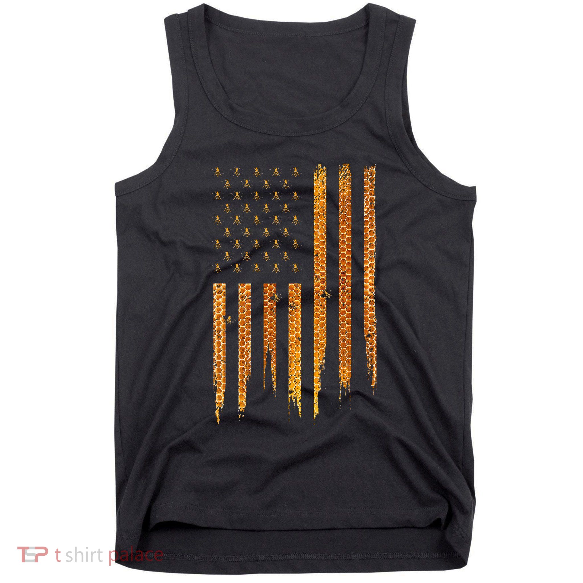 Beekeeping American Flag Honeycomb Honey Bees Beekeeper Tank Top