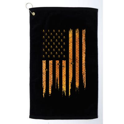 Beekeeping American Flag Honeycomb Honey Bees Beekeeper Golf Towel