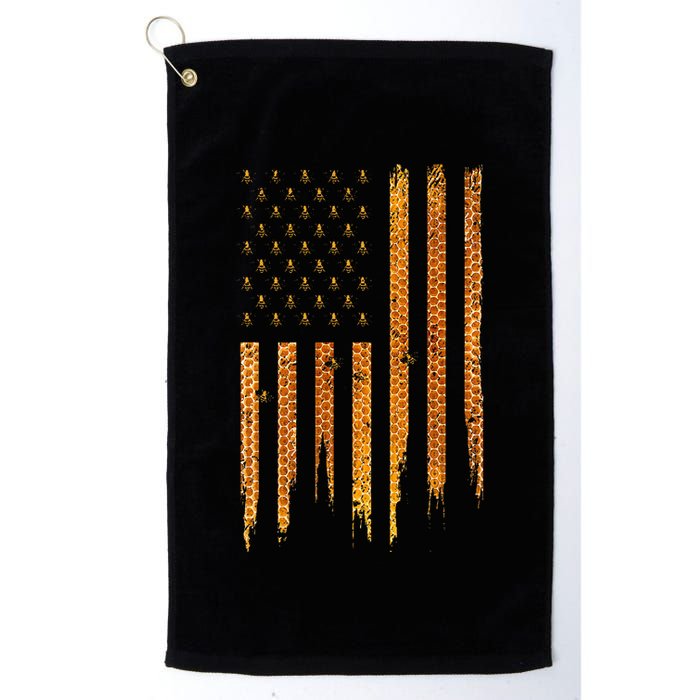 Beekeeping American Flag Honeycomb Honey Bees Beekeeper Golf Towel